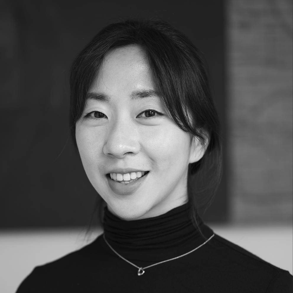 Black and white photo of Jen Kim.