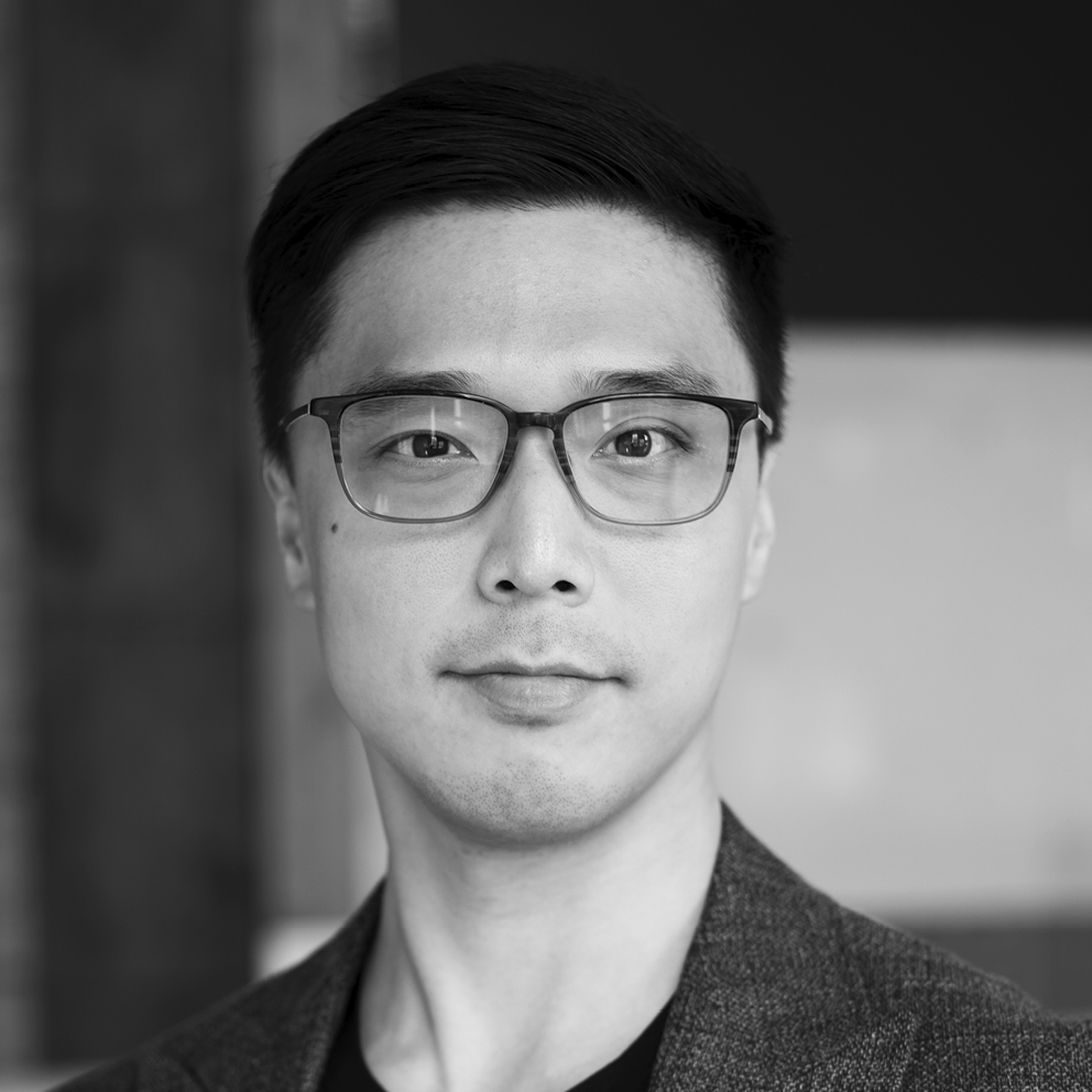 Black and white photo of Chris Sung.