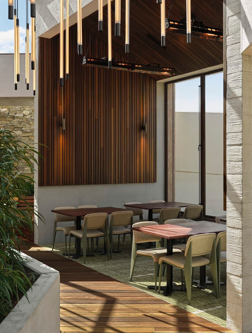 AN INVI T ING ARCADE OF VARIOUS SEATING OPTIONS IN THE ALFRESCO SPACE