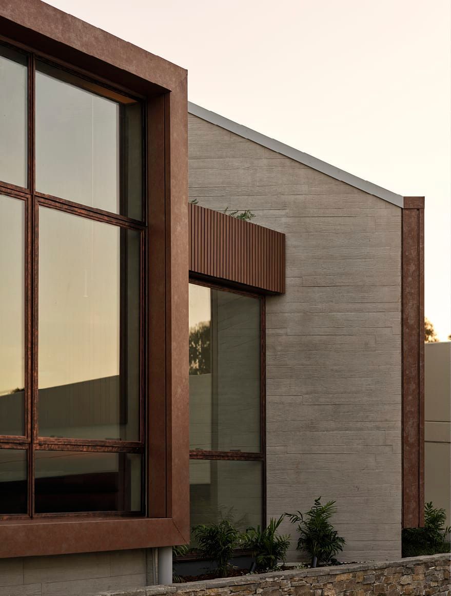 FORM CONCRETE, GEOMETRIC STRUCTURE AND NATURAL MATERIAL S INSPIRED BY CATER COVE HUTS