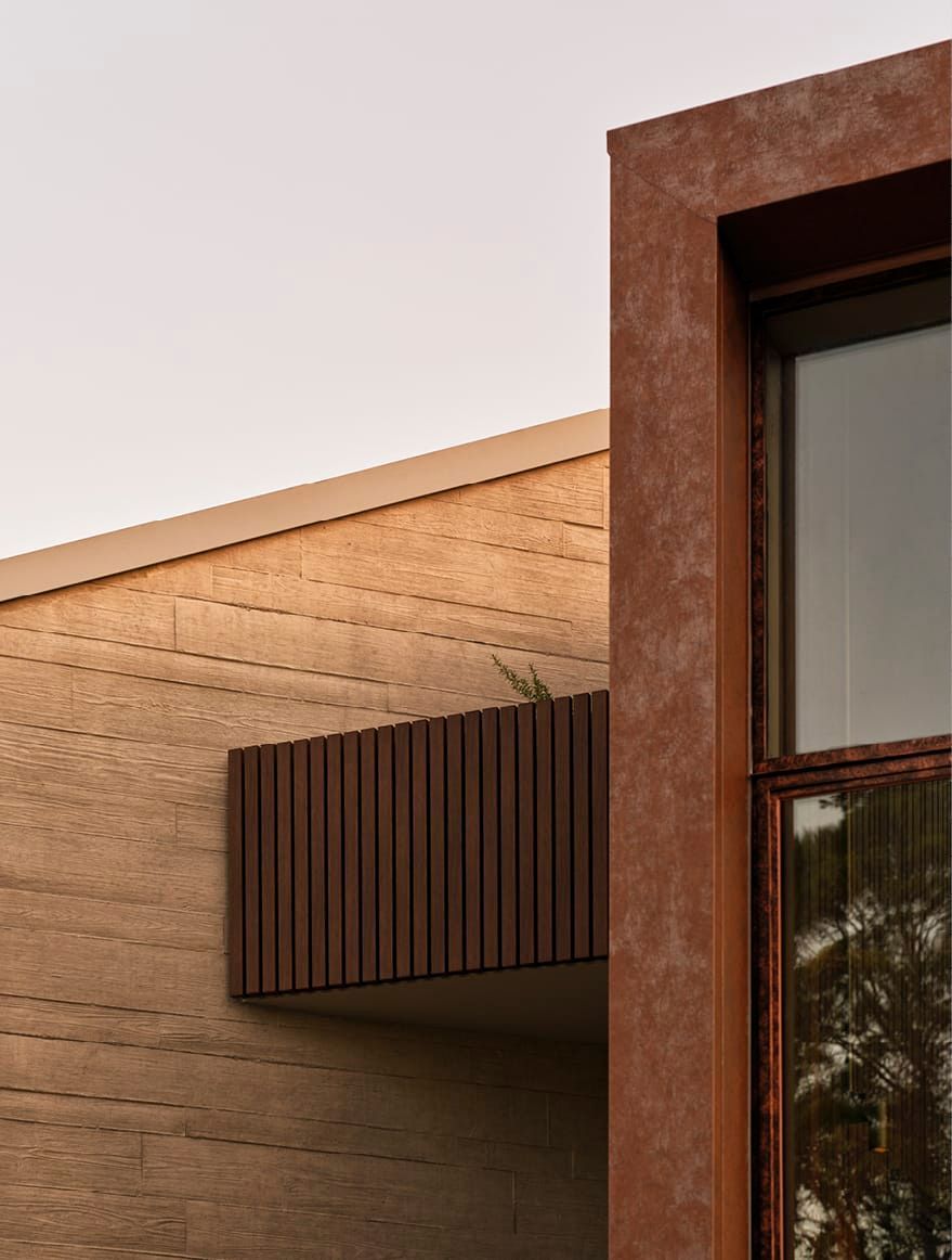 FORM CONCRETE, GEOMETRIC STRUCTURE AND NATURAL MATERIAL S INSPIRED BY CATER COVE HUTS