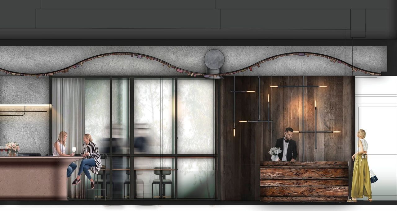 GROUND ELEVATION - FOYER AND SIGN-IN DESK