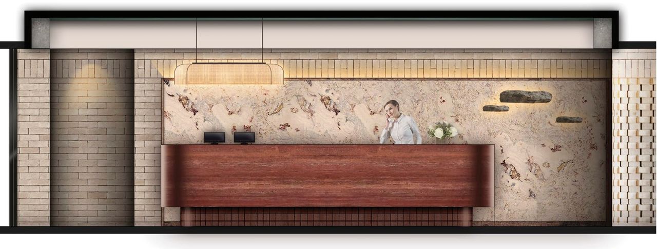 GROUND ELEVATION - FOYER AND SIGN-IN DESK