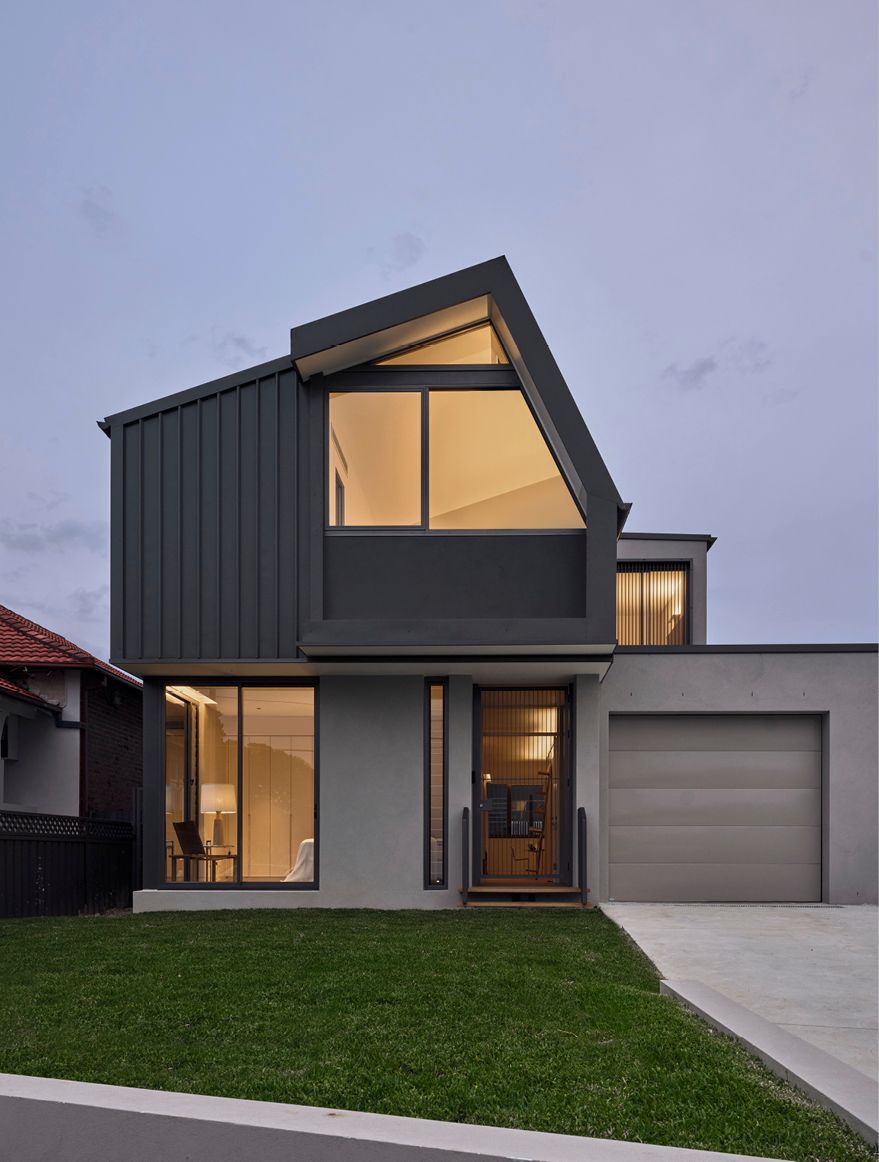 A modern transformation with a striking facade among federation-style houses in inner-west Sydney