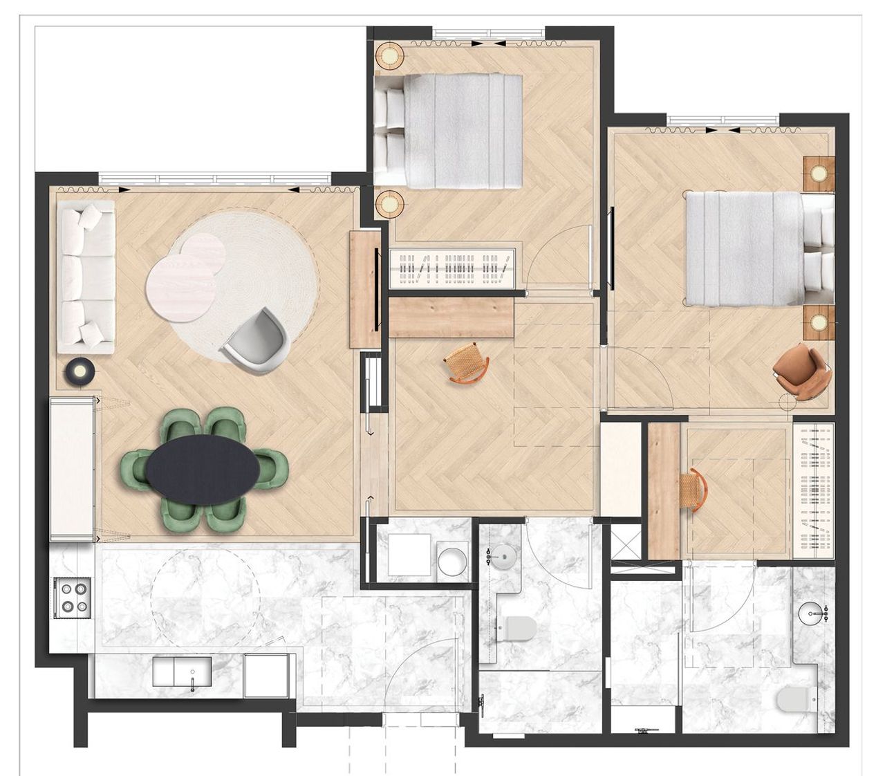 2 bedroom floor plan